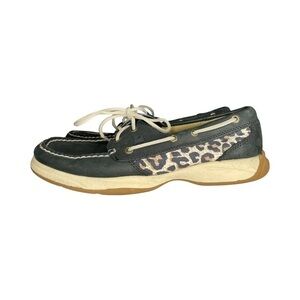 Sperry Black and Animal Print Top-Sider Boat Shoes